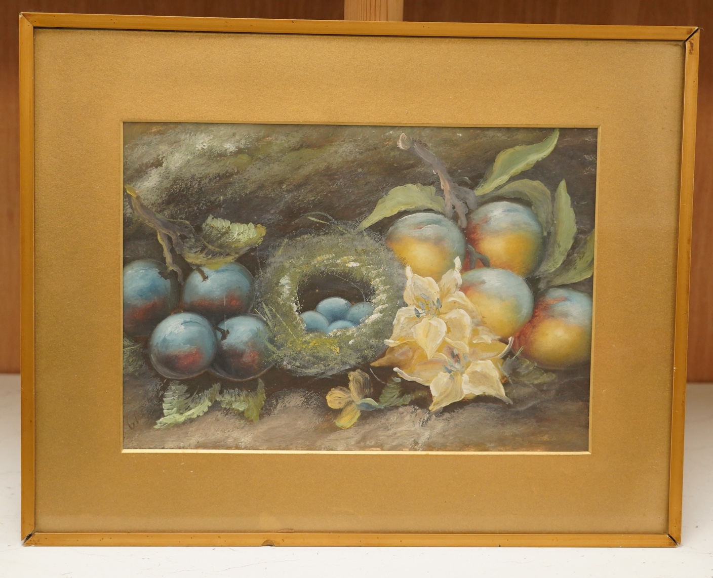 Late 19th / early 20th century English School, pair of watercolours, Still lifes of fruit, each indistinctly signed lower left, 23 x 32cm. Condition - fair